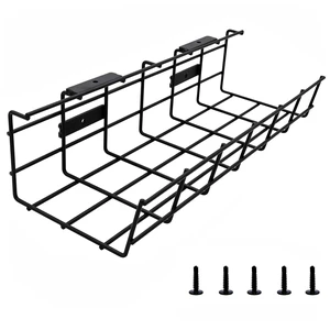 Under Desk Cable Management- 1 Pack Cord Organizer. Metal Wire Cable Management Tray for Office, Studio and Home. Super Sturdy Under Table Cable Raceways Management - Black Cable Organizer Under Desk Cable Management- 1 Pack Cord Organizer. Metal Wire Cable Management Tray for Office, Studio and Home. Super Sturdy Under Table Cable Raceways Management - Black Cable Organizer