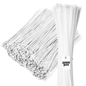 White Zip Ties - 50 lbs Tensile Strength - Self-Locking Premium Nylon Cable Ties Wraps for Indoor and Outdoor - Wire Management and Secure Items - Zip Ties Heavy Duty - 11" - 2000 Pack White Zip Ties - 50 lbs Tensile Strength - Self-Locking Premium Nylon Cable Ties Wraps for Indoor and Outdoor - Wire Management and Secure Items - Zip Ties Heavy Duty - 11" - 2000 Pack