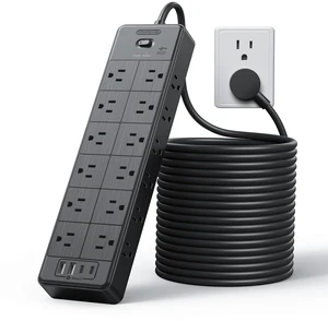 Large Power Strip Surge Protector, 25FT Extension Cord with 24 AC Outlets, 1875W/15A, 4000 Joules Flat Plug Power Extender for Home, Office, Dorm, Gaming Room, Black Large Power Strip Surge Protector, 25FT Extension Cord with 24 AC Outlets, 1875W/15A, 4000 Joules Flat Plug Power Extender for Home, Office, Dorm, Gaming Room, Black