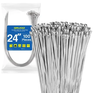 24 inch Stainless Steel Cable Zip Ties 100 Pack 304 Metal Cable Ties with 270lbs Tensile Strength Heavy Duty Zip Ties for Farms Pipes Roofs Workshop Outdoor Fence Use 24 inch Stainless Steel Cable Zip Ties 100 Pack 304 Metal Cable Ties with 270lbs Tensile Strength Heavy Duty Zip Ties for Farms Pipes Roofs Workshop Outdoor Fence Use