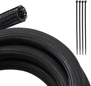 10 Feet - 3/4" Split Cable Sleeves Cord Management Braided Wire Loom Sleeving Protector Wiring Cable Cover Flexible Self-Wrap for Automotive Home Office Anti-Scratch High-Temperature Black 10 Feet - 3/4" Split Cable Sleeves Cord Management Braided Wire Loom Sleeving Protector Wiring Cable Cover Flexible Self-Wrap for Automotive Home Office Anti-Scratch High-Temperature Black