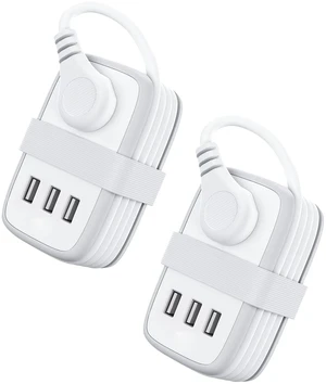 Travel Power Strip with USB 2 Pack, 2 Widely Outlets 3 USB with 3Ft Short Extension Cord Flat Plug, Small Portable Desktop Charging Station for Cruise Ship Home Office Accessories, White Travel Power Strip with USB 2 Pack, 2 Widely Outlets 3 USB with 3Ft Short Extension Cord Flat Plug, Small Portable Desktop Charging Station for Cruise Ship Home Office Accessories, White