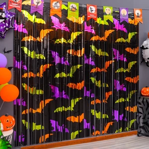 Mega-L Halloween Party Decorations, Bat Pattern Photo Backdrop, 4 Pack Halloween Photo Booth Props, 3.3 X 6.6 ft, Metallic Foil Fringe Curtains, Spooky Photo Backdrop, Halloween Streamers Mega-L Halloween Party Decorations, Bat Pattern Photo Backdrop, 4 Pack Halloween Photo Booth Props, 3.3 X 6.6 ft, Metallic Foil Fringe Curtains, Spooky Photo Backdrop, Halloween Streamers