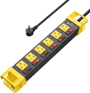 6 Outlet Power Strip with 6 Individual Switches Cord Manager 1200J 6FT Wall Mount Heavy Duty Power Strip Home Office Garage Industrial Workshop 6 Outlet Power Strip with 6 Individual Switches Cord Manager 1200J 6FT Wall Mount Heavy Duty Power Strip Home Office Garage Industrial Workshop