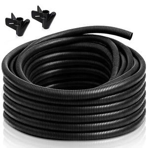 50FT 3/4 inch Split Wire Loom Tubing Kit with 2 Clamps - Flexible Abrasion Resistant Conduit for Automotive, Mechanical Cable Protection 50FT 3/4 inch Split Wire Loom Tubing Kit with 2 Clamps - Flexible Abrasion Resistant Conduit for Automotive, Mechanical Cable Protection