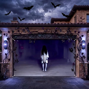 Halloween Scary Garage Door Cover Banner, 7x16ft, Ghost Halloween Garage Door Decorations, Backdrop Wall Background, Party Decorations, for Home Outdoor Holiday Wall Decor Halloween Scary Garage Door Cover Banner, 7x16ft, Ghost Halloween Garage Door Decorations, Backdrop Wall Background, Party Decorations, for Home Outdoor Holiday Wall Decor