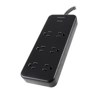 Surge Protector Power Strip, 8 Ft Long Braided Extension Cord 6 Outlet Extender (Wide Spaced), 1080 Joules, Flat Plug, Wall Mount, On Off Switch, ETL Safety Certified, Black, SPC6066BB/37 Surge Protector Power Strip, 8 Ft Long Braided Extension Cord 6 Outlet Extender (Wide Spaced), 1080 Joules, Flat Plug, Wall Mount, On Off Switch, ETL Safety Certified, Black, SPC6066BB/37