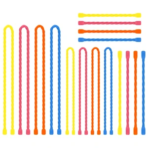 16Pcs 4-18inch Silicone Cable Ties Reusable Steel-Core Silicone Twist Ties Colorful Cable Tie Straps for Bundling and Organizing Bendable Holder Strap for Indoor and Out All Purpose, 4 Colors 16Pcs 4-18inch Silicone Cable Ties Reusable Steel-Core Silicone Twist Ties Colorful Cable Tie Straps for Bundling and Organizing Bendable Holder Strap for Indoor and Out All Purpose, 4 Colors