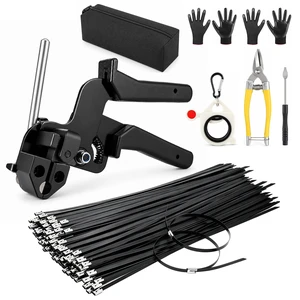 100PCS 12" Stainless Steel Cable Tie Gun Kit, Black Metal Zip Ties Heavy Duty & UV Resistant, 200lbs Tensile Strength, Adjustable Cutting Tool for Fencing, Exhaust Wrap & Automotive 100PCS 12" Stainless Steel Cable Tie Gun Kit, Black Metal Zip Ties Heavy Duty & UV Resistant, 200lbs Tensile Strength, Adjustable Cutting Tool for Fencing, Exhaust Wrap & Automotive
