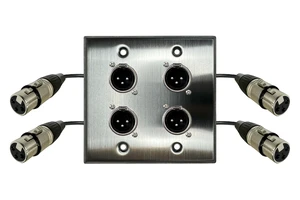 4 Port Stainless Steel XLR Wall Plate, Male to Female, Solderless No-Solder XLR Wall Plate with Male to Female Connectors for Pro Audio, Studio, Stage, Rack & In-Wall Installations 4 Port Stainless Steel XLR Wall Plate, Male to Female, Solderless No-Solder XLR Wall Plate with Male to Female Connectors for Pro Audio, Studio, Stage, Rack & In-Wall Installations