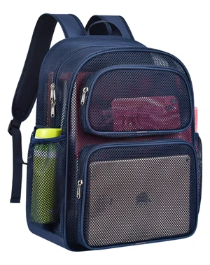 Mesh Backpack, Heavy Duty Large Capacity Mesh Beach Bag, Blue Padded Strap Breathable Backpack, Dual Front Pockets for Travel, Beach, Hiking, Swimming, Sports, College Rucksack Men Women Mesh Backpack, Heavy Duty Large Capacity Mesh Beach Bag, Blue Padded Strap Breathable Backpack, Dual Front Pockets for Travel, Beach, Hiking, Swimming, Sports, College Rucksack Men Women