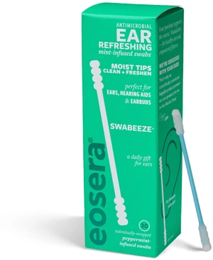 Swabeeze Mint-Infused Antimicrobial Ear Cleaning Swabs 30 Pre-Moistened Swabs - Safe for Outer Ear, Hearing Aids, and Earbuds Swabeeze Mint-Infused Antimicrobial Ear Cleaning Swabs 30 Pre-Moistened Swabs - Safe for Outer Ear, Hearing Aids, and Earbuds