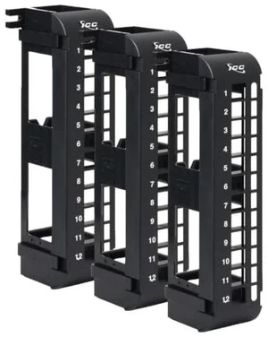 12-Port Blank Keystone Patch Panel, Wall Mount, Black, 3-Pack 89U bracket included, UL Listed, slim profile jack compatibility, ABS construction, flush-face fit 12-Port Blank Keystone Patch Panel, Wall Mount, Black, 3-Pack 89U bracket included, UL Listed, slim profile jack compatibility, ABS construction, flush-face fit