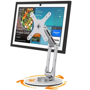 Swivel and Tilt Stand for Echo Show 15 (Gen 1, Gen 2), Portable Monitor Stand, Adjustable Angle and Height with 360° Rotation Bases, Switching Between Landscape and Portrait Screens (Silver) Swivel and Tilt Stand for Echo Show 15 (Gen 1, Gen 2), Portable Monitor Stand, Adjustable Angle and Height with 360° Rotation Bases, Switching Between Landscape and Portrait Screens (Silver)