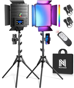2-Pack RGB Photography Lighting with 20 Effects, 40W/360° Full Color/2700-6500K Studio Lights with Remote & Display, Video Light for Video Recording/Photography/Streaming/YouTube/TikTok 2-Pack RGB Photography Lighting with 20 Effects, 40W/360° Full Color/2700-6500K Studio Lights with Remote & Display, Video Light for Video Recording/Photography/Streaming/YouTube/TikTok
