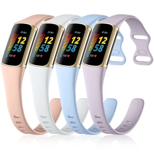 4 Pack Slim Band Compatible with Fitbit Charge 5/Charge 6 Bands Women Men, Soft Silicone Sport Replacement Wristbands for Fitbit Charge 5/Charge 6 Fitness Tracker, Pink/Lilac/White/Lavender 4 Pack Slim Band Compatible with Fitbit Charge 5/Charge 6 Bands Women Men, Soft Silicone Sport Replacement Wristbands for Fitbit Charge 5/Charge 6 Fitness Tracker, Pink/Lilac/White/Lavender