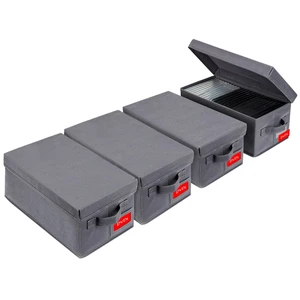Upgrades DVD Storage Box - Perfect DVD Case Storage Solution, Stackable DVD Organizer with Lid, 4Pack DVD Holder 15.75 x 8.1 x 6.1 inches - Holds 100 DVDs - Grey Upgrades DVD Storage Box - Perfect DVD Case Storage Solution, Stackable DVD Organizer with Lid, 4Pack DVD Holder 15.75 x 8.1 x 6.1 inches - Holds 100 DVDs - Grey