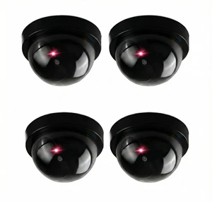 Fake Security Cameras 4 Pack, Dummy CCTV Dome with Flashing Red LED 4 battery-operated dummy surveillance cameras for indoor and covered outdoor use; no recording, WiFi or app Fake Security Cameras 4 Pack, Dummy CCTV Dome with Flashing Red LED 4 battery-operated dummy surveillance cameras for indoor and covered outdoor use; no recording, WiFi or app