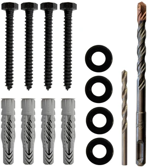 Lag Bolt Kit for Mounting A TV Into Wood Or Concrete - Includes Heavy Duty Bolts, Fischer Concrete Anchors and 2 Drill Bits Lag Bolt Kit for Mounting A TV Into Wood Or Concrete - Includes Heavy Duty Bolts, Fischer Concrete Anchors and 2 Drill Bits