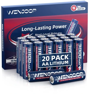 AA Lithium Batteries 3800mAh 20 Pack, 1.5V Lithium Metal, Non-Rechargeable 15-Year Shelf Life Leak-Resistant, Temp-Ready, 15g Each For Cameras, Smart Locks, Flashlights & Backup AA Lithium Batteries 3800mAh 20 Pack, 1.5V Lithium Metal, Non-Rechargeable 15-Year Shelf Life Leak-Resistant, Temp-Ready, 15g Each For Cameras, Smart Locks, Flashlights & Backup
