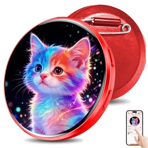 HD Touchscreen Digital Badge Pin with Sound, Type-C Fast Charge Red Customizable Anime Style Wearable, Smart Button for Cosplay, Parties,Fan Events and Fandoms HD Touchscreen Digital Badge Pin with Sound, Type-C Fast Charge Red Customizable Anime Style Wearable, Smart Button for Cosplay, Parties,Fan Events and Fandoms