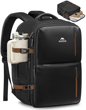 18x14x8 Inches Travel Backpack Personal Item, Black Brown Expandable, Underseat Backpack for Airplane, Shoe Compartment, TSA Airline Approved, Carry on Bag Mochila, Fit 17" Laptop 18x14x8 Inches Travel Backpack Personal Item, Black Brown Expandable, Underseat Backpack for Airplane, Shoe Compartment, TSA Airline Approved, Carry on Bag Mochila, Fit 17" Laptop