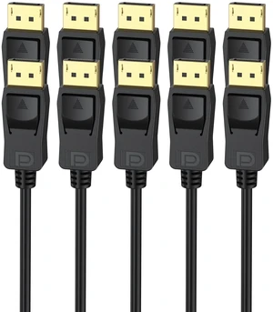 DisplayPort Cable 6FT 5-Pack, 4K Display Port to Display Port Cable 4K@60Hz, 2K 1440P@144Hz/165Hz DP to DP Cord Gold Plated, 3D, HDR for Gaming Monitor, Computer, Laptop, PC, AMD, NVIDIA DisplayPort Cable 6FT 5-Pack, 4K Display Port to Display Port Cable 4K@60Hz, 2K 1440P@144Hz/165Hz DP to DP Cord Gold Plated, 3D, HDR for Gaming Monitor, Computer, Laptop, PC, AMD, NVIDIA