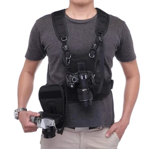 Multi Camera Carrying Chest Harness Vest System with Side Holster and Secure Straps for Canon Nikon Sony Panasonic Olympus DSLR Cameras Multi Camera Carrying Chest Harness Vest System with Side Holster and Secure Straps for Canon Nikon Sony Panasonic Olympus DSLR Cameras