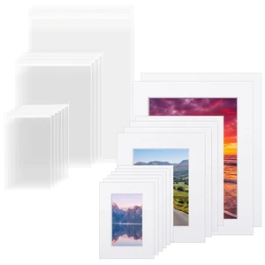 12 Sets Picture Frame Mats, 5x7 8x10 11x14 Photo Mat Board, White Bevel Cut Mat, 20 Clear Bags Included, For Photos Prints Artwork, White Cardboard Mats, Home Gallery Display 12 Sets Picture Frame Mats, 5x7 8x10 11x14 Photo Mat Board, White Bevel Cut Mat, 20 Clear Bags Included, For Photos Prints Artwork, White Cardboard Mats, Home Gallery Display