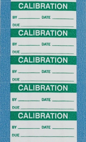 WO-10-VP 1.5" Width x 0.625" Height, B-500 Repositionable Vinyl Cloth, Green on White Calibration Label, Legend "Calibration" (Pack of 5 Card, 14 per Card) WO-10-VP 1.5" Width x 0.625" Height, B-500 Repositionable Vinyl Cloth, Green on White Calibration Label, Legend "Calibration" (Pack of 5 Card, 14 per Card)