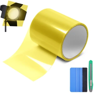 Color Transform Light Filters, DIY Self-Adhesive Transparent Vinyl Wrap Film for Halloween Christmas Landscape, Outdoor String Garden Lights Window Tint Home Decor (Yellow, 4in x 20ft) Color Transform Light Filters, DIY Self-Adhesive Transparent Vinyl Wrap Film for Halloween Christmas Landscape, Outdoor String Garden Lights Window Tint Home Decor (Yellow, 4in x 20ft)