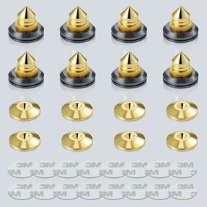 Speaker Spikes Adjustable Floor Protectors 8pcs with Adhesive, Gold Shockproof Speaker Isolation Stand Feet for HiFi Amplifier, Subwoofer, DAC Recorder, Turntable, Cone Base Pad Speaker Spikes Adjustable Floor Protectors 8pcs with Adhesive, Gold Shockproof Speaker Isolation Stand Feet for HiFi Amplifier, Subwoofer, DAC Recorder, Turntable, Cone Base Pad