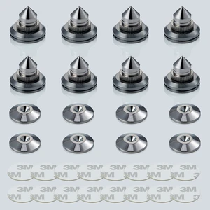 Speaker Spikes Adjustable Floor Protectors 8pcs with Adhesive, Black Shockproof Speaker Isolation Stand Feet for HiFi Amplifier, Subwoofer, DAC Recorder, Turntable, Cone Base Pad Speaker Spikes Adjustable Floor Protectors 8pcs with Adhesive, Black Shockproof Speaker Isolation Stand Feet for HiFi Amplifier, Subwoofer, DAC Recorder, Turntable, Cone Base Pad