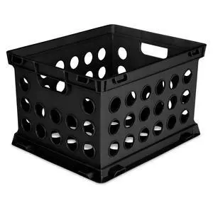 Stackable Sturdy Storage Crate Organizer Bins with Handles for File and Document Organization for Homes, Offices, and Work Areas, Black, 18-Pack Stackable Sturdy Storage Crate Organizer Bins with Handles for File and Document Organization for Homes, Offices, and Work Areas, Black, 18-Pack