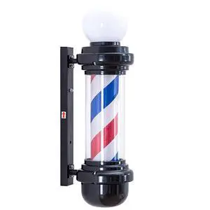Barber Pole Rotating LED Strips Light Metal Hair Salon Sign L018 (Blue & Red & White) Barber Pole Rotating LED Strips Light Metal Hair Salon Sign L018 (Blue & Red & White)