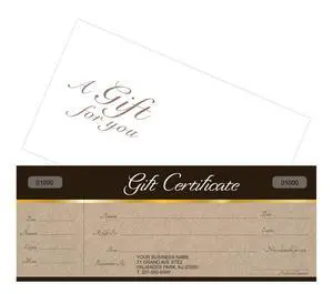 Custom Gift Certificates Cards with Envelopes 100 Set - Sephia on Kraft Background Image - Gift Certificates for Small Business Custom Gift Certificates Cards with Envelopes 100 Set - Sephia on Kraft Background Image - Gift Certificates for Small Business