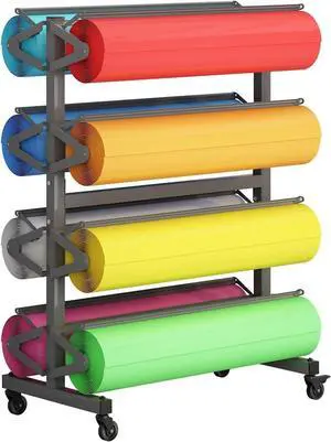 Large Paper Roll Dispenser Holder, Butcher Paper Roll Rack & Cutter, 8 Racks for 36" W Rolls, Mobile Organizer for Classroom, Studio & Retai Large Paper Roll Dispenser Holder, Butcher Paper Roll Rack & Cutter, 8 Racks for 36" W Rolls, Mobile Organizer for Classroom, Studio & Retai