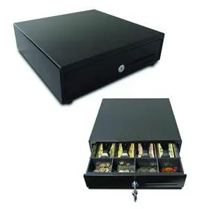 Standard- Duty 13 Electronic Point of Sale Cash Drawer | Vasario Series VB320-BL1313-B27 | Printer Compatible | Plastic Till with 4 Bill/ 4 Coin Compartments | Black Standard- Duty 13 Electronic Point of Sale Cash Drawer | Vasario Series VB320-BL1313-B27 | Printer Compatible | Plastic Till with 4 Bill/ 4 Coin Compartments | Black