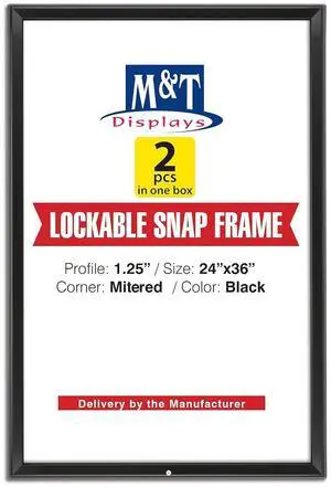 Lockable Snap Poster Frame 24x36 Inch Black 1.25" Aluminum Profile Front Loading Wall Mounting Picture Photo Document Certificate Sign Holder Mitered Corner Anti Glare Cover (2 pack) Lockable Snap Poster Frame 24x36 Inch Black 1.25" Aluminum Profile Front Loading Wall Mounting Picture Photo Document Certificate Sign Holder Mitered Corner Anti Glare Cover (2 pack)