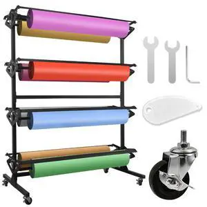 Large Paper Roll Holder, 8-Roll Rack for 36"x9" Butcher, Craft & Gift Wrap Paper, Heavy-Duty Mobile Paper Roll Dispenser with Cutter for Classroom, Studio & Retail 2p1 Large Paper Roll Holder, 8-Roll Rack for 36"x9" Butcher, Craft & Gift Wrap Paper, Heavy-Duty Mobile Paper Roll Dispenser with Cutter for Classroom, Studio & Retail 2p1