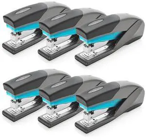 Stapler, 6 Pack, Desktop Stapler, 25 Sheet Capacity, Optima 25 Reduced Effort, Blue/Gray (S7066404CS) Stapler, 6 Pack, Desktop Stapler, 25 Sheet Capacity, Optima 25 Reduced Effort, Blue/Gray (S7066404CS)
