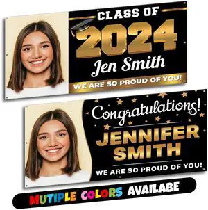 Custom Graduation Banner by - Class of 2023 Customizable Personalized Celebration Congrats with Photo (5x10) Custom Graduation Banner by - Class of 2023 Customizable Personalized Celebration Congrats with Photo (5x10)
