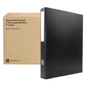 3-Ring Premium Legal Binder for 8.5" x 14" Paper, 8pk - Black, by | 2" Spine Width, 325 Sheet Capacity, 1.25" D-Rings, Linen-Textured Covers, Steel Reinforced Edges, Spine Label Included 3-Ring Premium Legal Binder for 8.5" x 14" Paper, 8pk - Black, by | 2" Spine Width, 325 Sheet Capacity, 1.25" D-Rings, Linen-Textured Covers, Steel Reinforced Edges, Spine Label Included