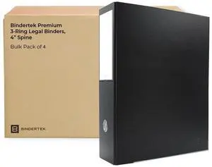 3-Ring Premium Legal Binder for 8.5" x 14" Paper, 4pk - Black, by | 4" Spine Width, 625 Sheet Capacity, 2.5" D-Rings, Linen-Textured Covers, Steel Reinforced Edges, Spine Label Included 3-Ring Premium Legal Binder for 8.5" x 14" Paper, 4pk - Black, by | 4" Spine Width, 625 Sheet Capacity, 2.5" D-Rings, Linen-Textured Covers, Steel Reinforced Edges, Spine Label Included