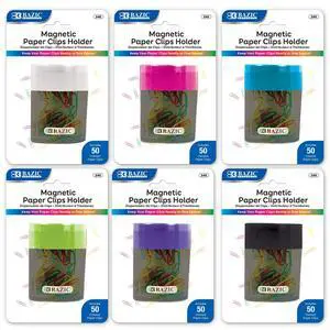 Magnetic Paper Clip Holder with 50 Color Clips, 144-Case | 50 assorted-color No.1 clips that keeps clips in reach and refillable Magnetic Paper Clip Holder with 50 Color Clips, 144-Case | 50 assorted-color No.1 clips that keeps clips in reach and refillable