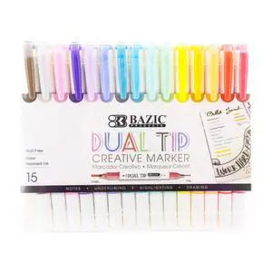 Dual-Tip Creative Markers, Chisel & Fine, 15 Colors, 12-Case | acid-free, water-resistant, non-toxic, ASTM D-4236, art, lettering Dual-Tip Creative Markers, Chisel & Fine, 15 Colors, 12-Case | acid-free, water-resistant, non-toxic, ASTM D-4236, art, lettering