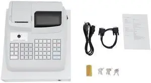 47 Keys Cash Register Drawer, 100-240V Cash Register Money Cash Box for Small Businesses Cash Till for Retailers, Supermarkets White Numeric Displa (9-Character LED) Easy-Loading Paper 47 Keys Cash Register Drawer, 100-240V Cash Register Money Cash Box for Small Businesses Cash Till for Retailers, Supermarkets White Numeric Displa (9-Character LED) Easy-Loading Paper
