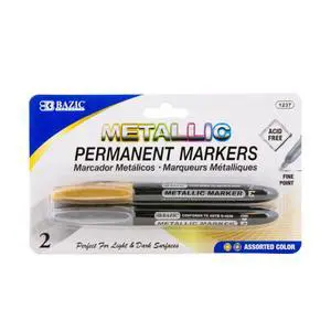 Silver & Gold Metallic Markers, Fine Tip, 2 Count, 144-Case | metallic markers in silver and gold, non-toxic, ASTM D-4236, Shines on light and dark surfaces Silver & Gold Metallic Markers, Fine Tip, 2 Count, 144-Case | metallic markers in silver and gold, non-toxic, ASTM D-4236, Shines on light and dark surfaces