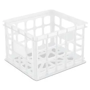 Storage Crate, Stackable Plastic Bin Open Basket with Handles, Organize Home, Garage, Office, School, White, 18-Pack Storage Crate, Stackable Plastic Bin Open Basket with Handles, Organize Home, Garage, Office, School, White, 18-Pack