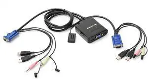 IOGEAR 2-Port USB VGA Cabled KVM Switch - 2048 x 1536 - 2.1 Stereo Audio w/Mic - Plug n Play - Remote Push Button Switching - Compatible w/PC MAC and SUN - GCS72U IOGEAR 2-Port USB VGA Cabled KVM Switch - 2048 x 1536 - 2.1 Stereo Audio w/Mic - Plug n Play - Remote Push Button Switching - Compatible w/PC MAC and SUN - GCS72U